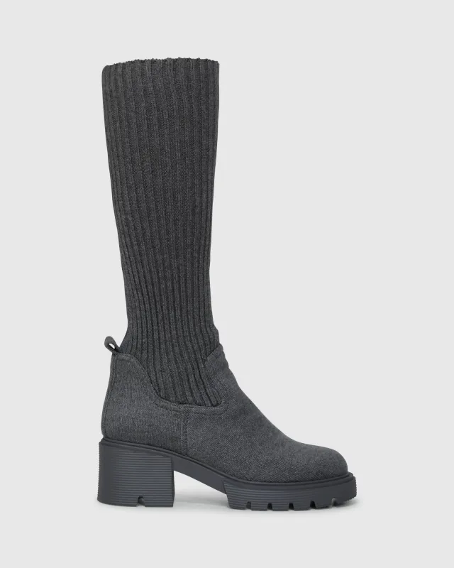 Tokyo Lights Rib Sock Boot - Grey made by Belle & Bloom