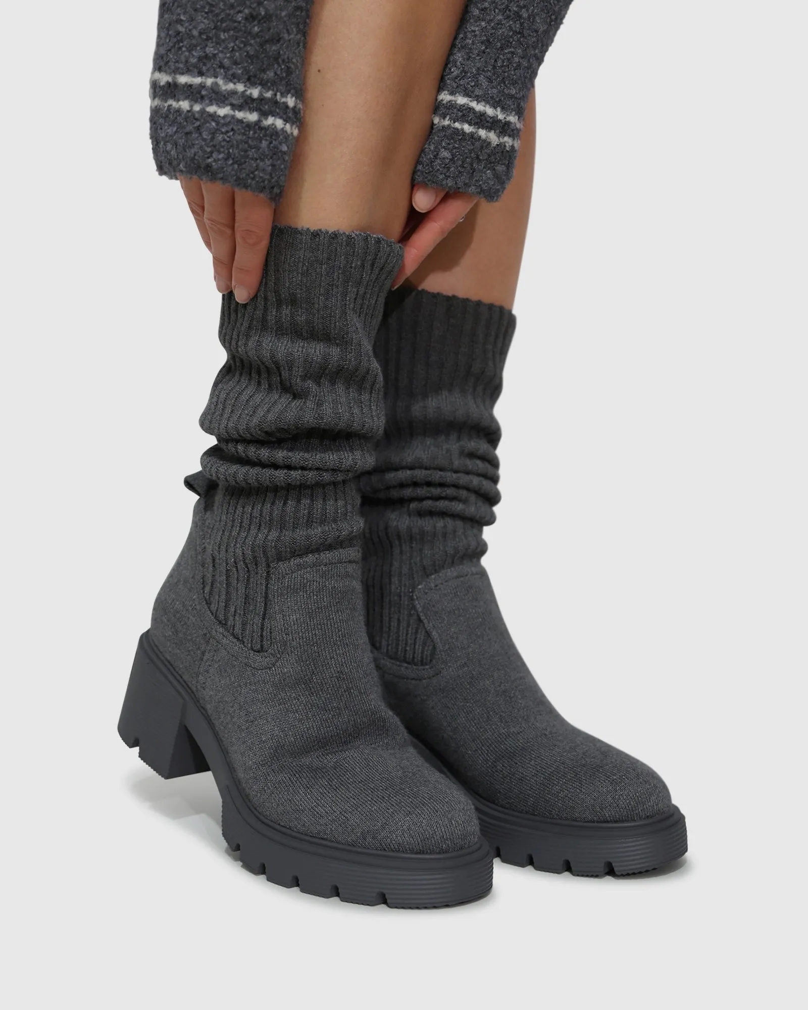 Tokyo Lights Rib Sock Boot - Grey sold by Belle & Bloom product image thumbnail 2