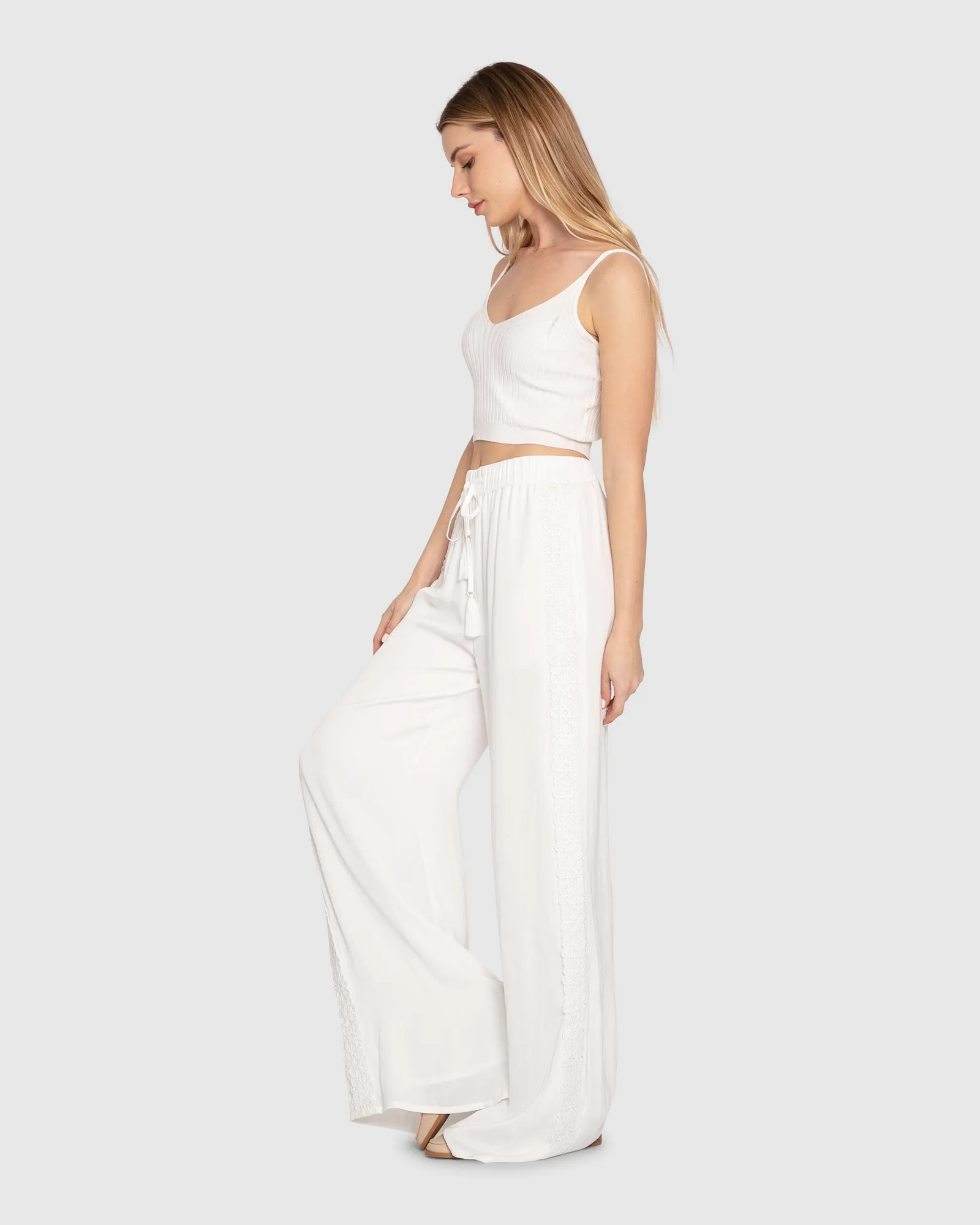 Everywhere All At Once Wide Leg Pant - White sold by Belle & Bloom product image thumbnail 3