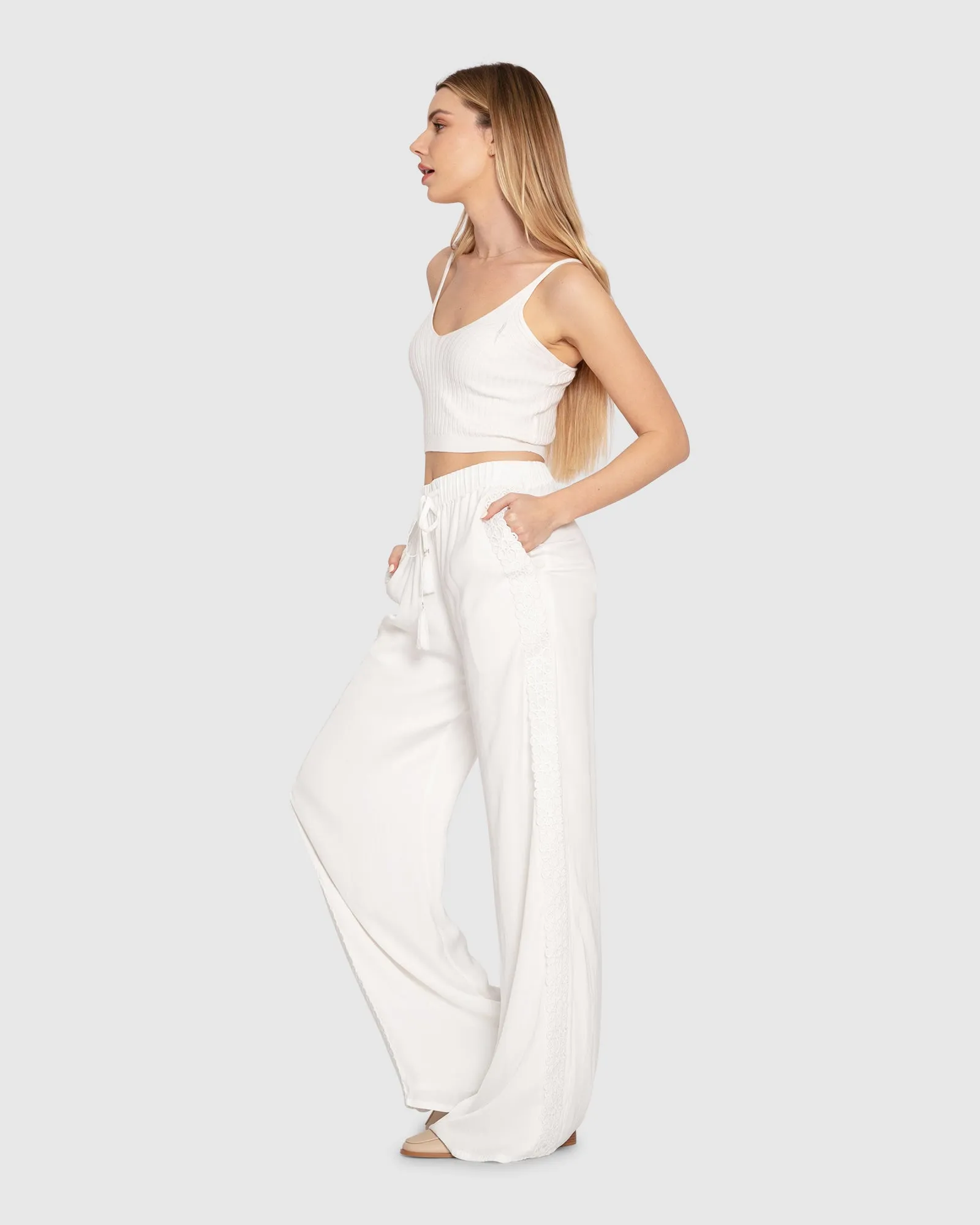 Everywhere All At Once Wide Leg Pant - White sold by Belle & Bloom product image thumbnail 2
