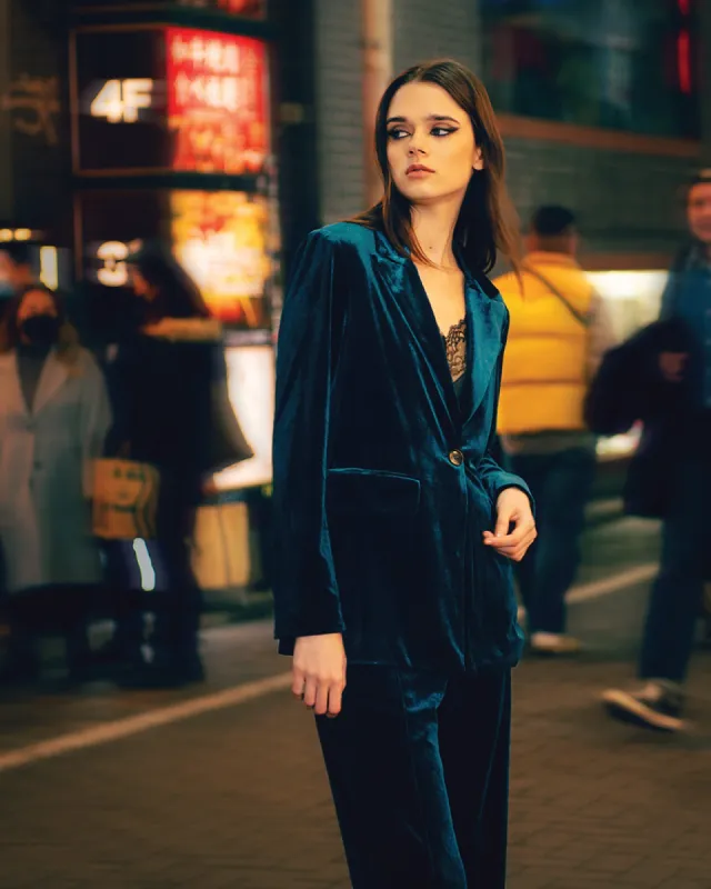 Eternity Velvet Blazer - Dark Teal made by Belle & Bloom