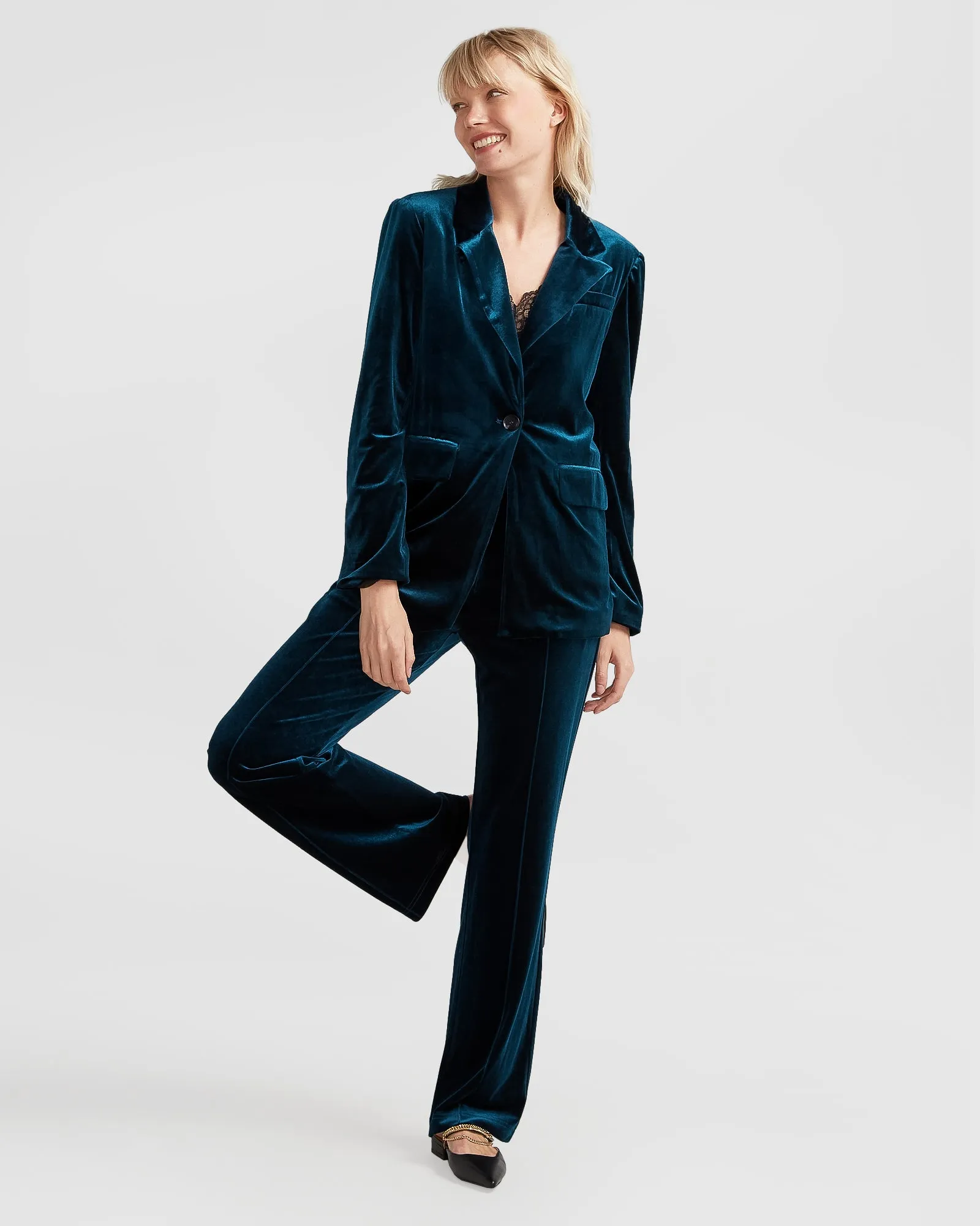 Eternity Velvet Blazer - Dark Teal sold by Belle & Bloom product image thumbnail 5