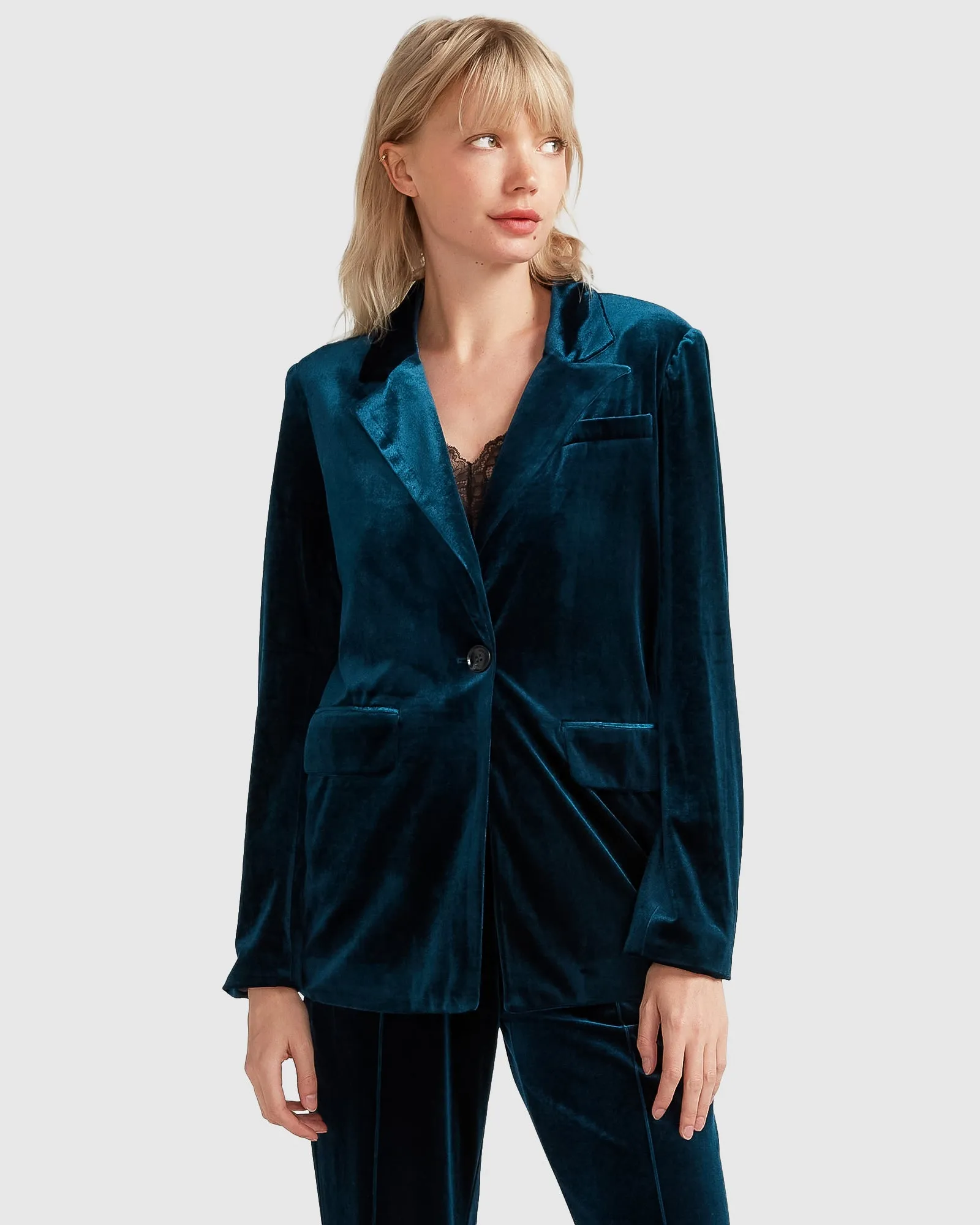 Eternity Velvet Blazer - Dark Teal sold by Belle & Bloom product image thumbnail 2