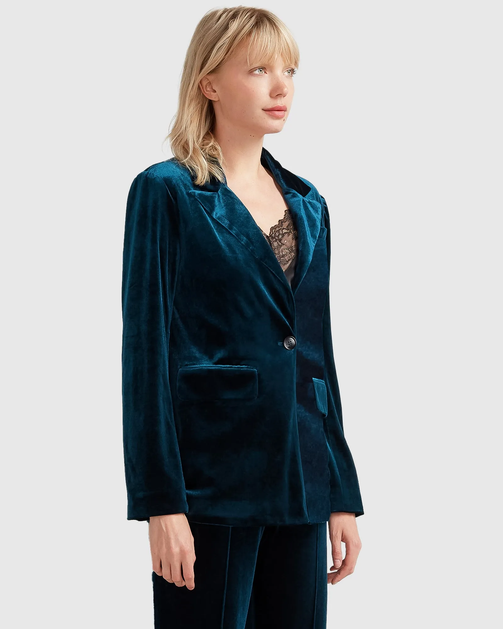 Eternity Velvet Blazer - Dark Teal sold by Belle & Bloom product image thumbnail 3