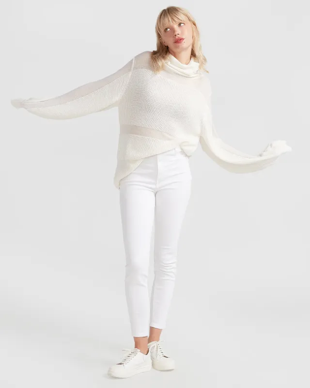 Nevermind Sheer Panelled Knit - Cream sold by Belle & Bloom