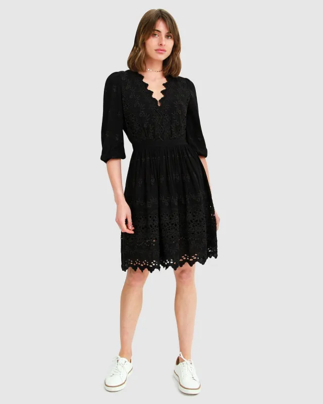 Sweet Talk Eyelet Mini Dress - Black sold by Belle & Bloom