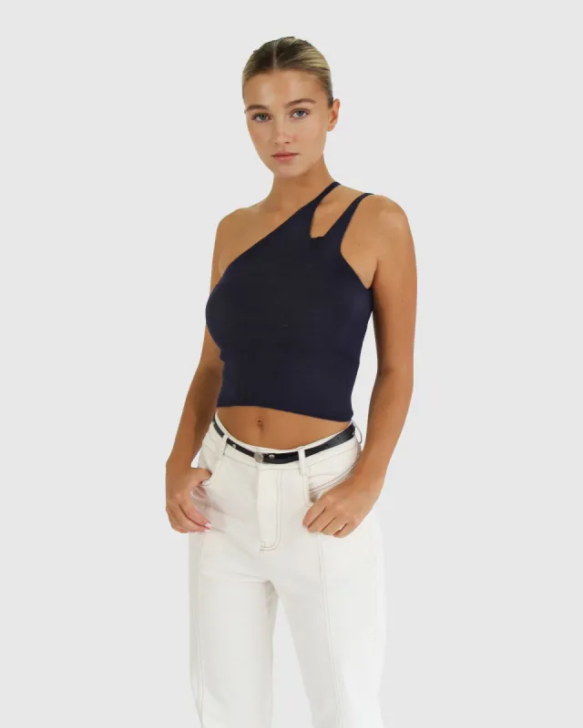 Symphony Double Strap Knit Crop - Navy sold by Belle & Bloom