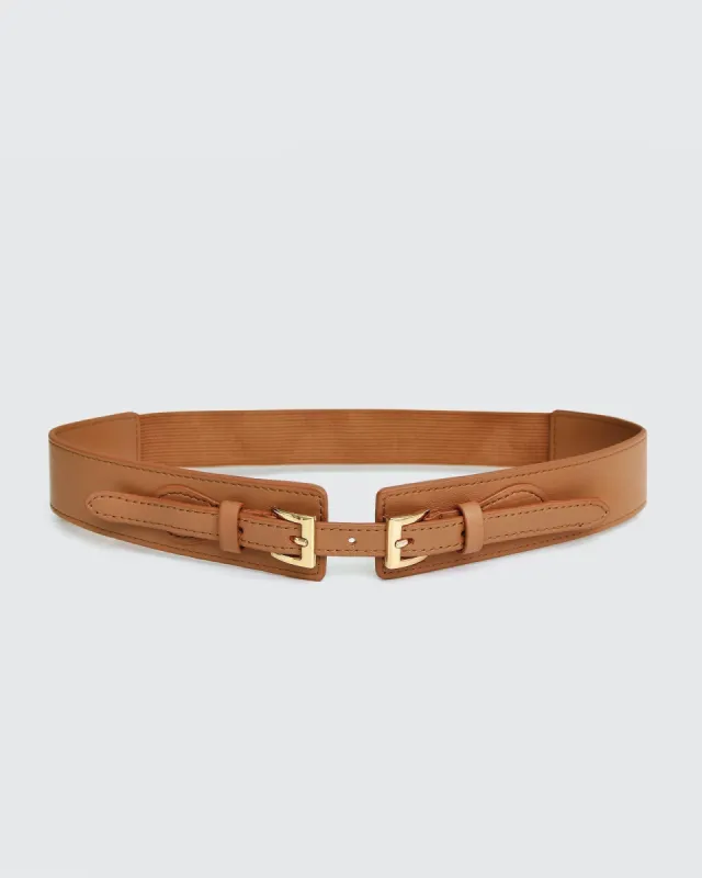 London Fog Leather Waist Belt - Brown sold by Belle & Bloom