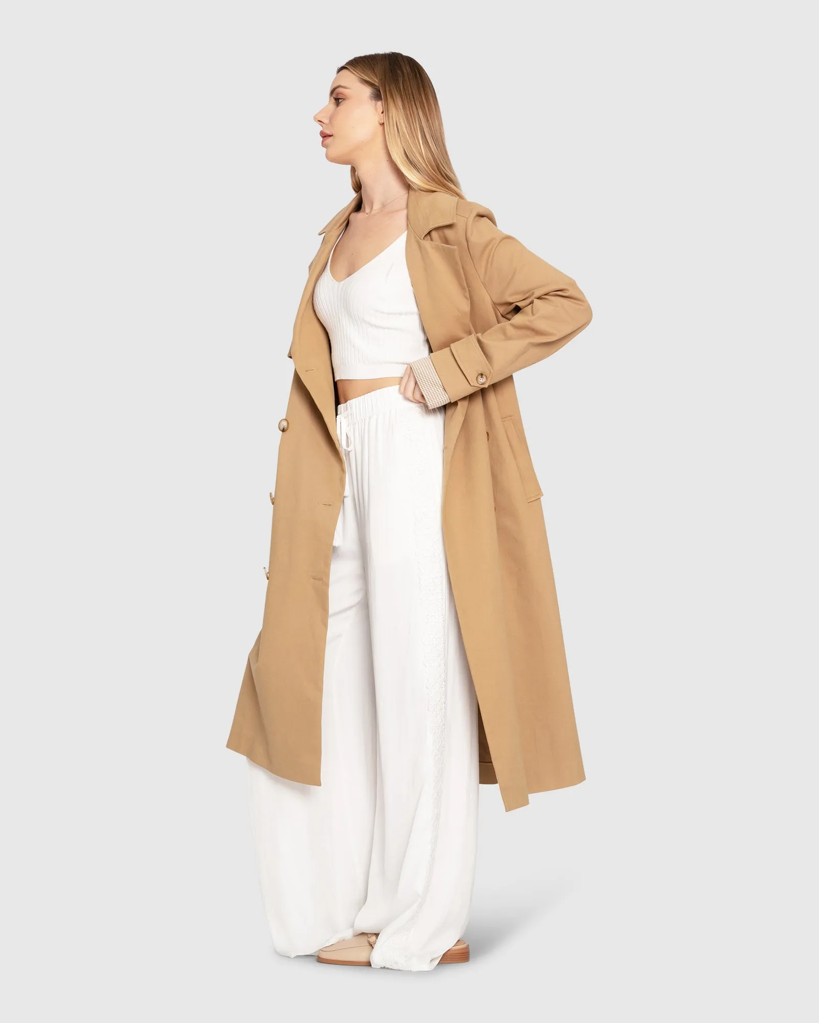 Empirical Trench Coat - Khaki sold by Belle & Bloom product image thumbnail 3