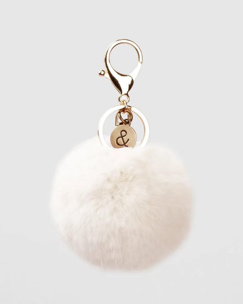 Faux Fur Pom Pom Keychain - Vanilla sold by Belle & Bloom