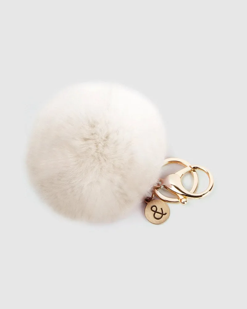 Faux Fur Pom Pom Keychain - Vanilla sold by Belle & Bloom product image thumbnail 2