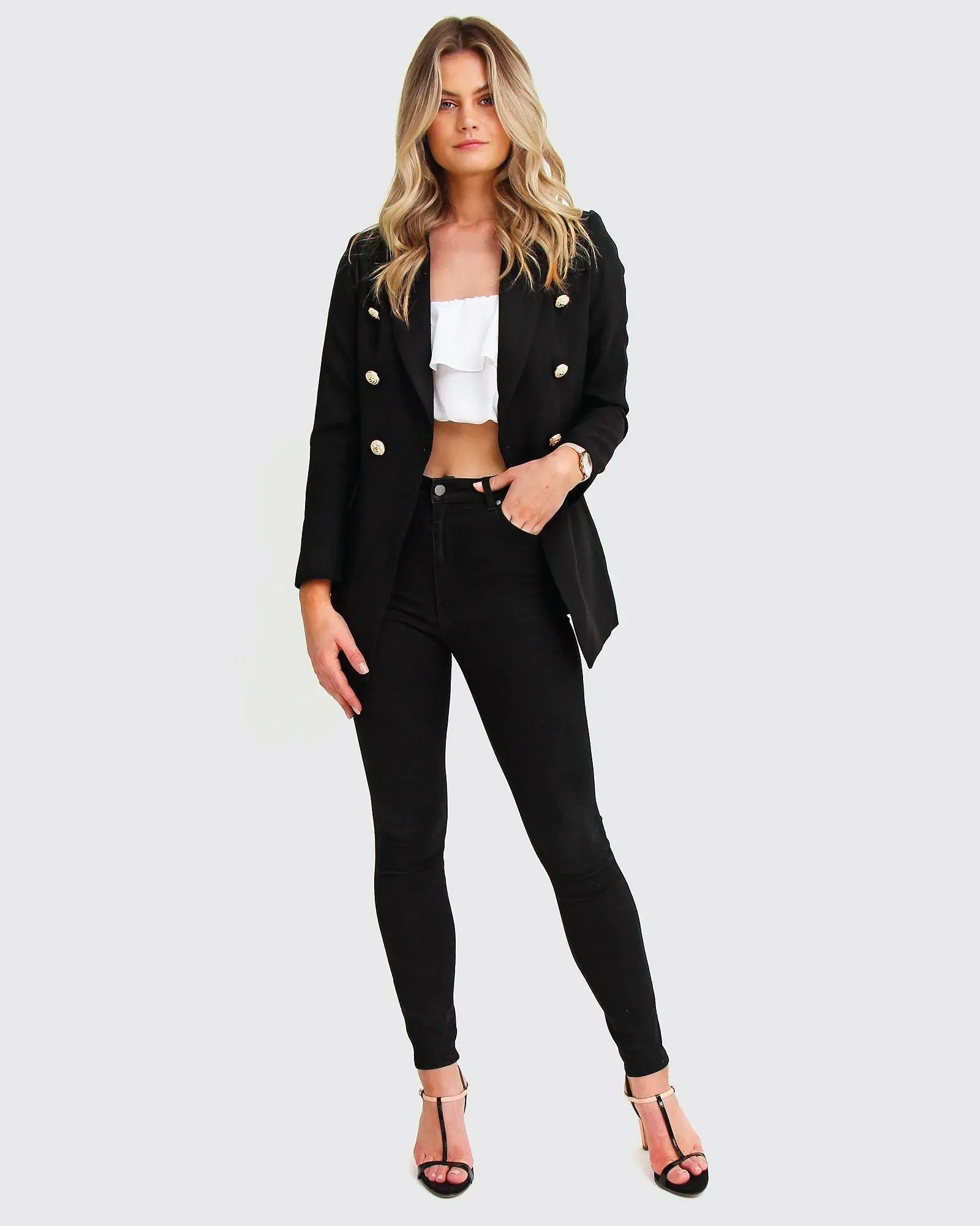 Princess Polina Textured Weave Blazer - Black sold by Belle & Bloom product image thumbnail 5