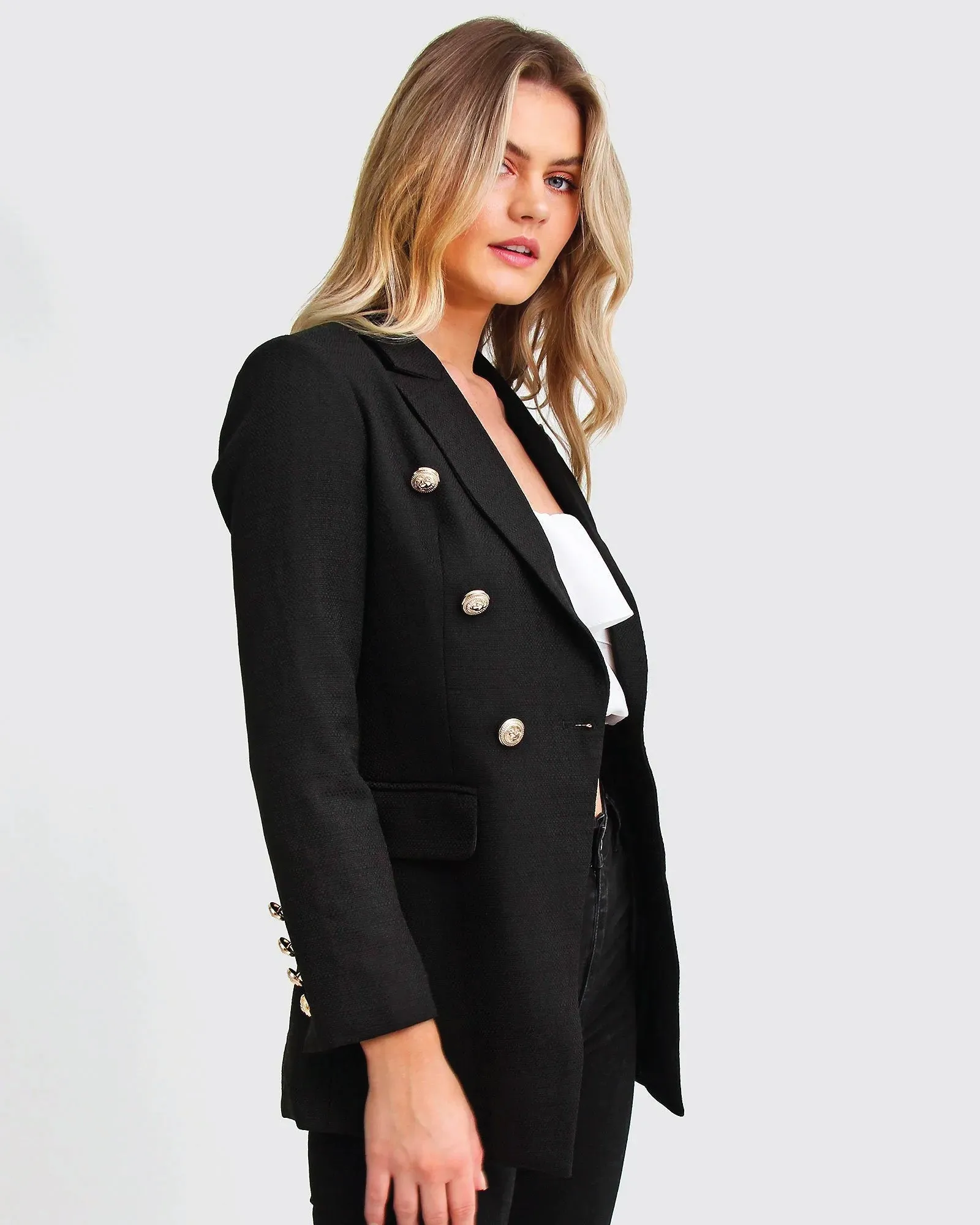 Princess Polina Textured Weave Blazer - Black sold by Belle & Bloom product image thumbnail 3
