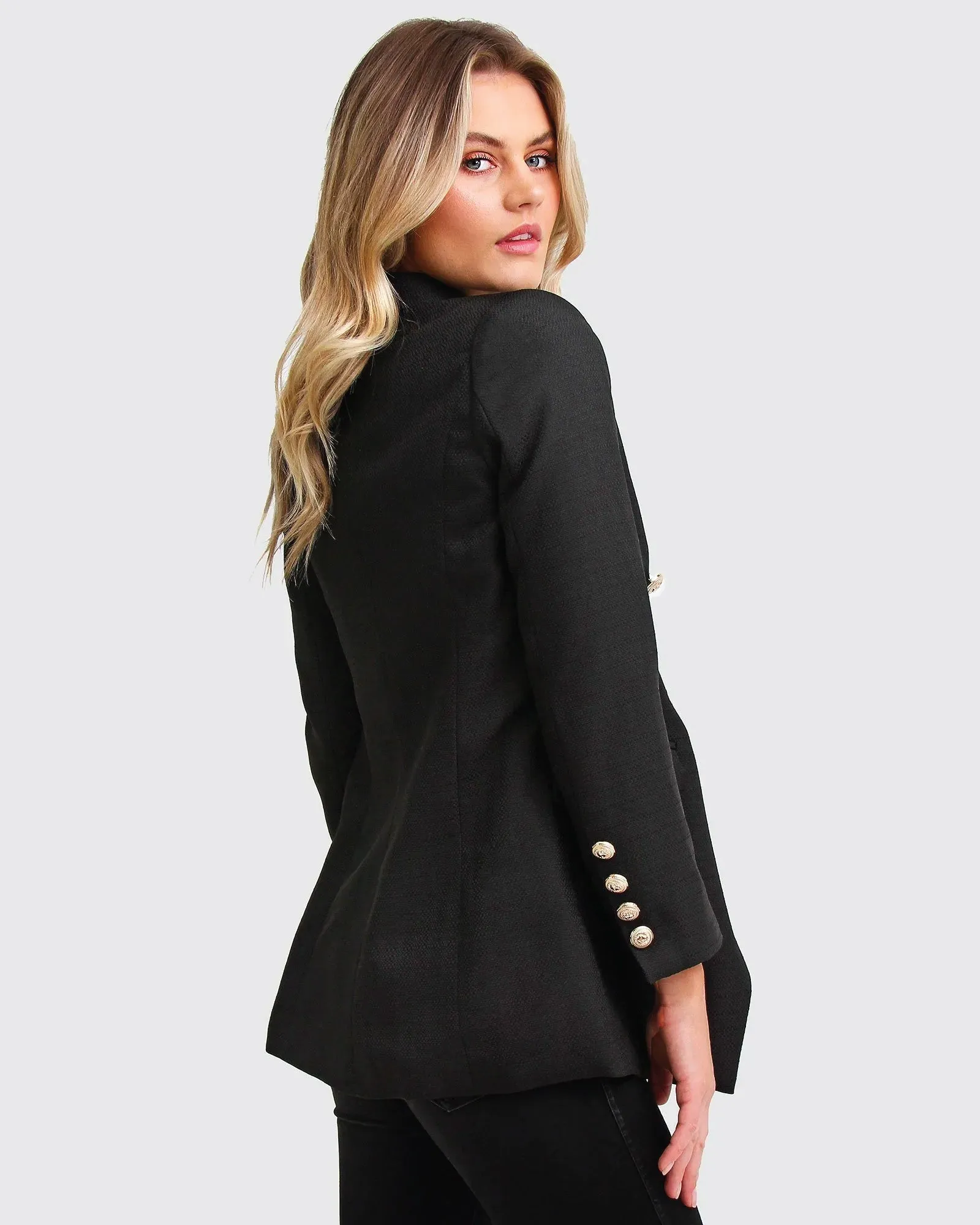 Princess Polina Textured Weave Blazer - Black sold by Belle & Bloom product image thumbnail 4