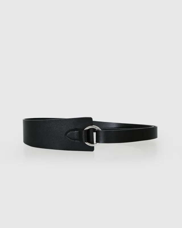New Divide Leather Belt - Black sold by Belle & Bloom