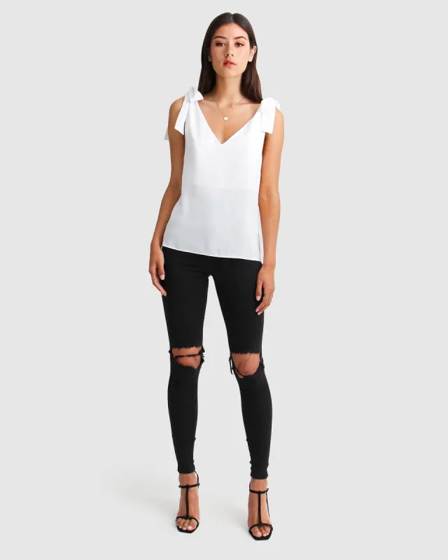 Feel For You V-Neck Top - White sold by Belle & Bloom