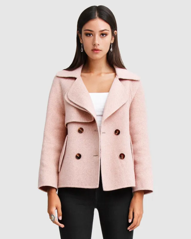 I'm Yours Wool Blend Peacoat - Blush sold by Belle & Bloom