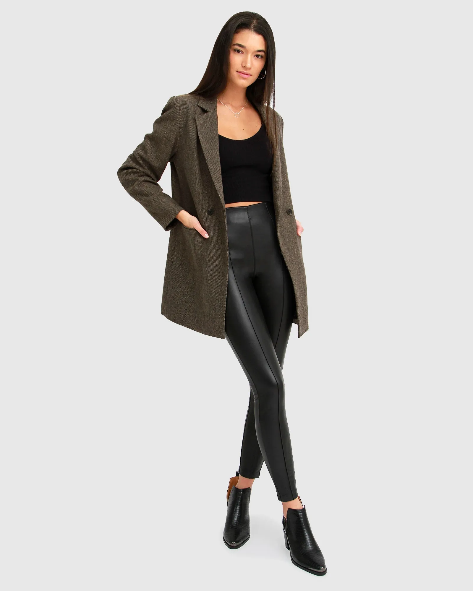 Kensington Wool Blend Oversized Blazer - Brown sold by Belle & Bloom