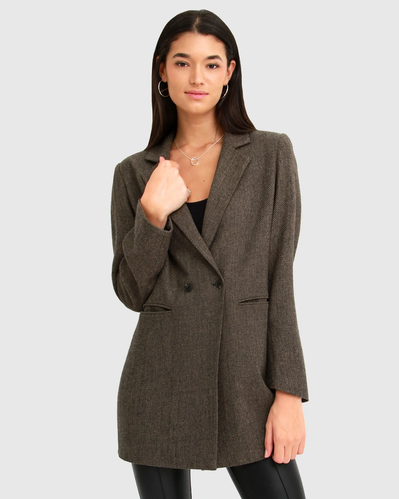 Kensington Wool Blend Oversized Blazer - Brown sold by Belle & Bloom product image thumbnail 2