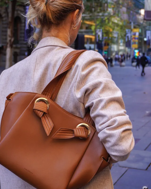Heart Of Gold Leather Shoulder Bag - Camel sold by Belle & Bloom