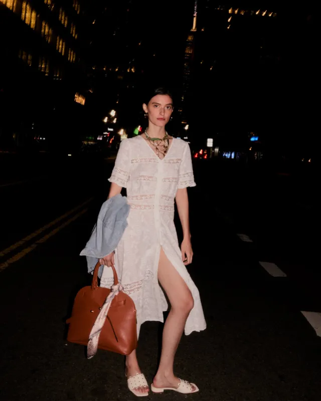 Summer Breeze Lace Midi Dress - White sold by Belle & Bloom