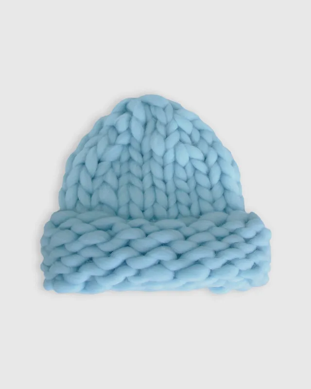 Snowflake Hand Knitted Beanie - Sky Blue sold by Belle & Bloom