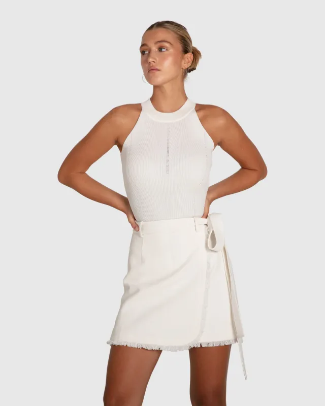 Back For Good High Neck Bodysuit - White sold by Belle & Bloom