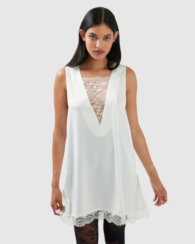After Party Lace Mini Dress - Off-White sold by Belle & Bloom
