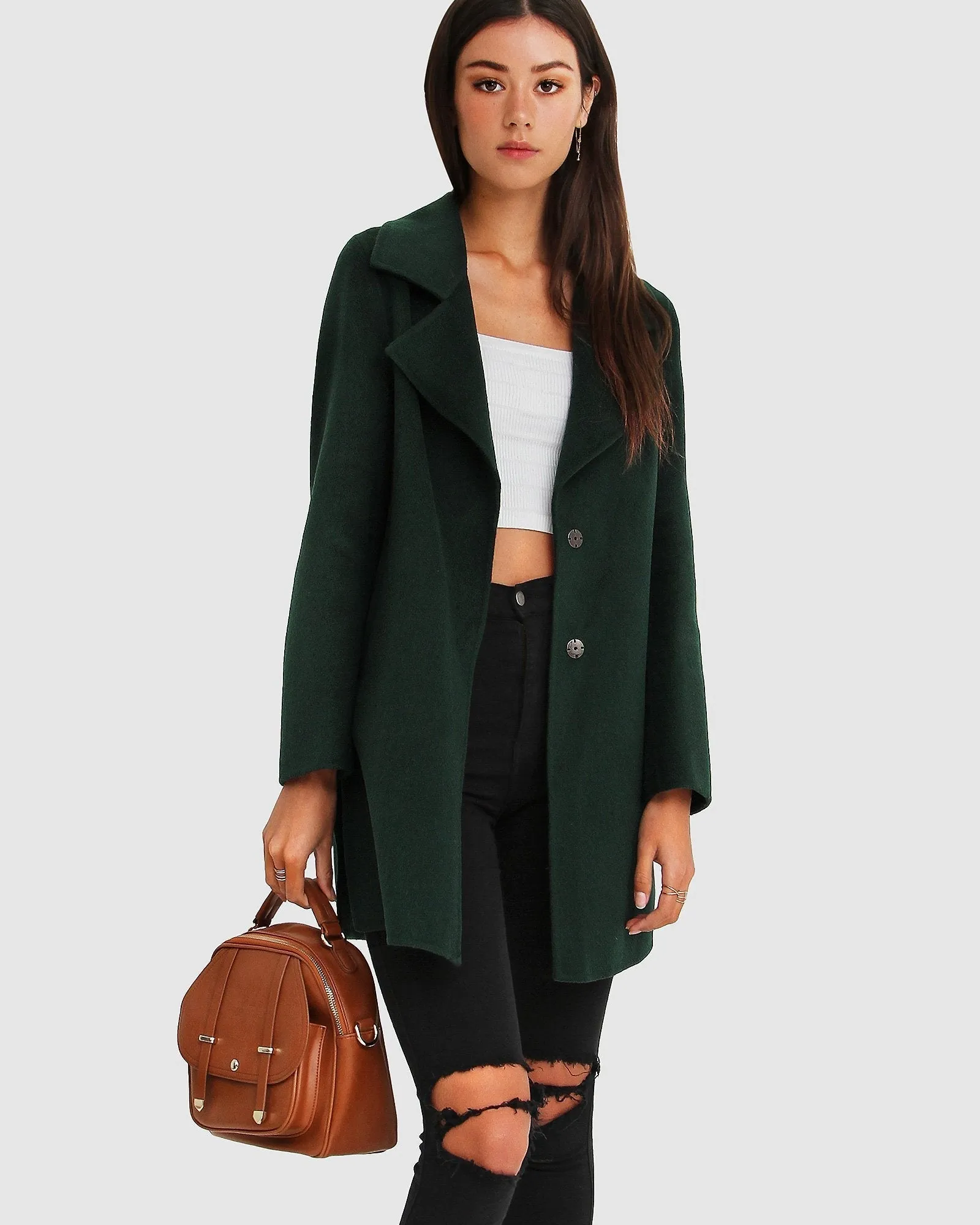 Ex-Boyfriend Wool Blend Oversized Jacket - Dark Green sold by Belle & Bloom