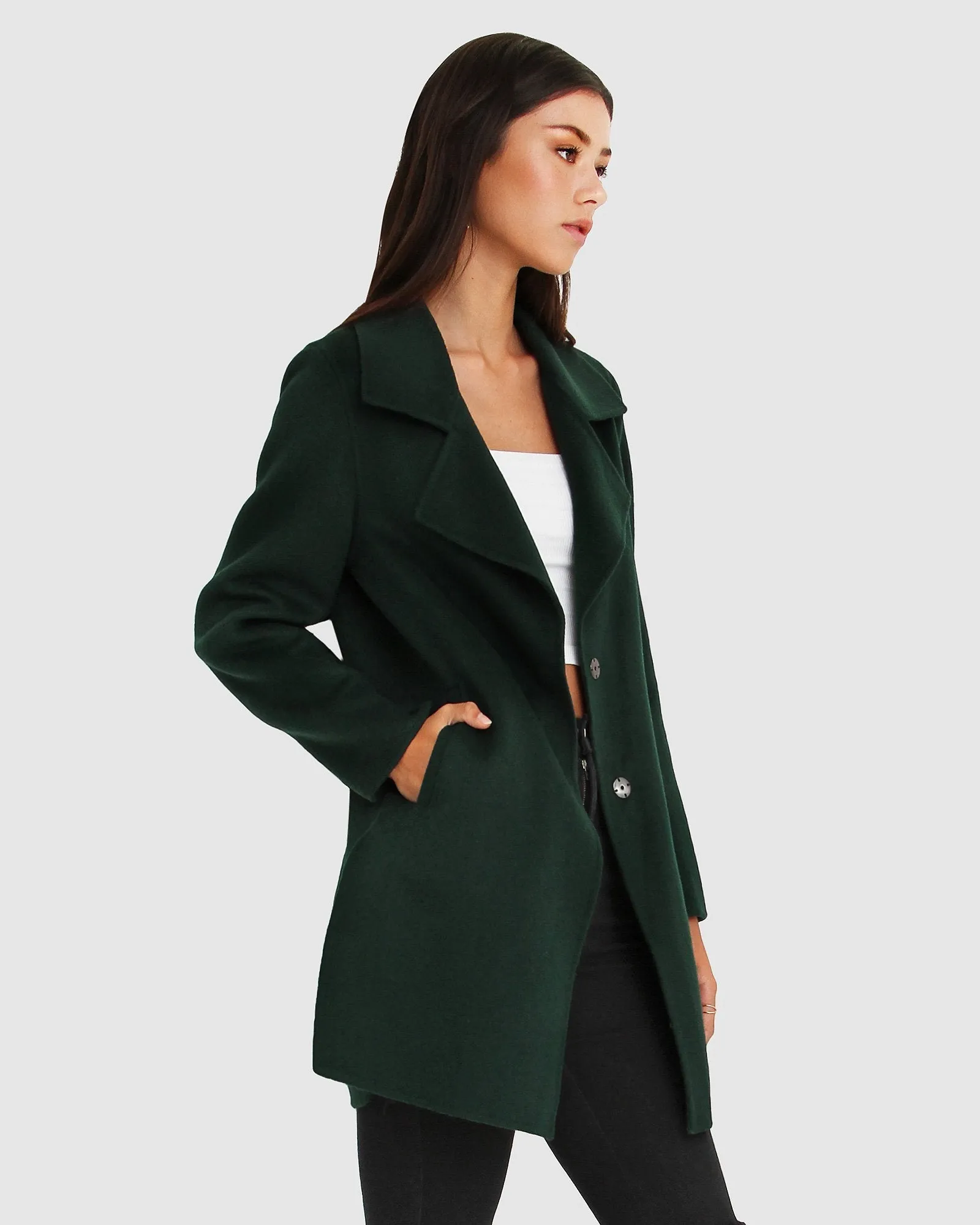 Ex-Boyfriend Wool Blend Oversized Jacket - Dark Green sold by Belle & Bloom product image thumbnail 4