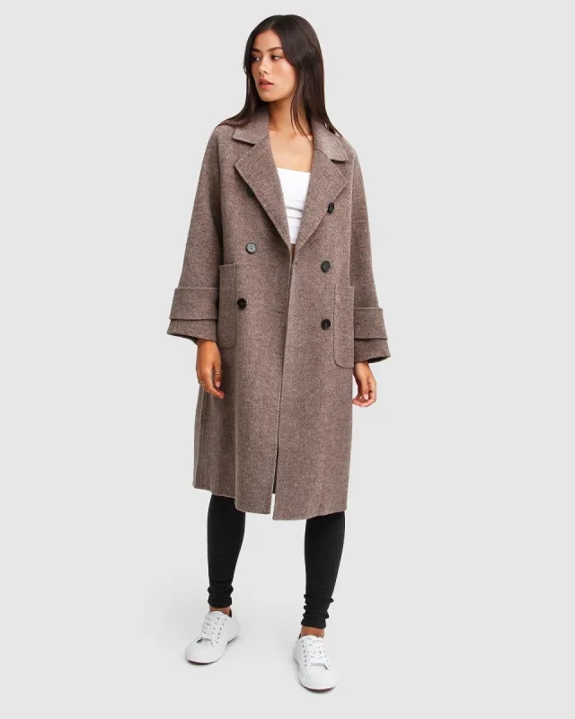 Rumour Has It Oversized Wool Blend Coat - Walnut sold by Belle & Bloom