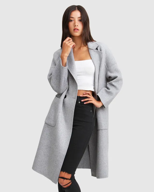 Publisher Double-Breasted Wool Blend Coat - Grey Marle sold by Belle & Bloom
