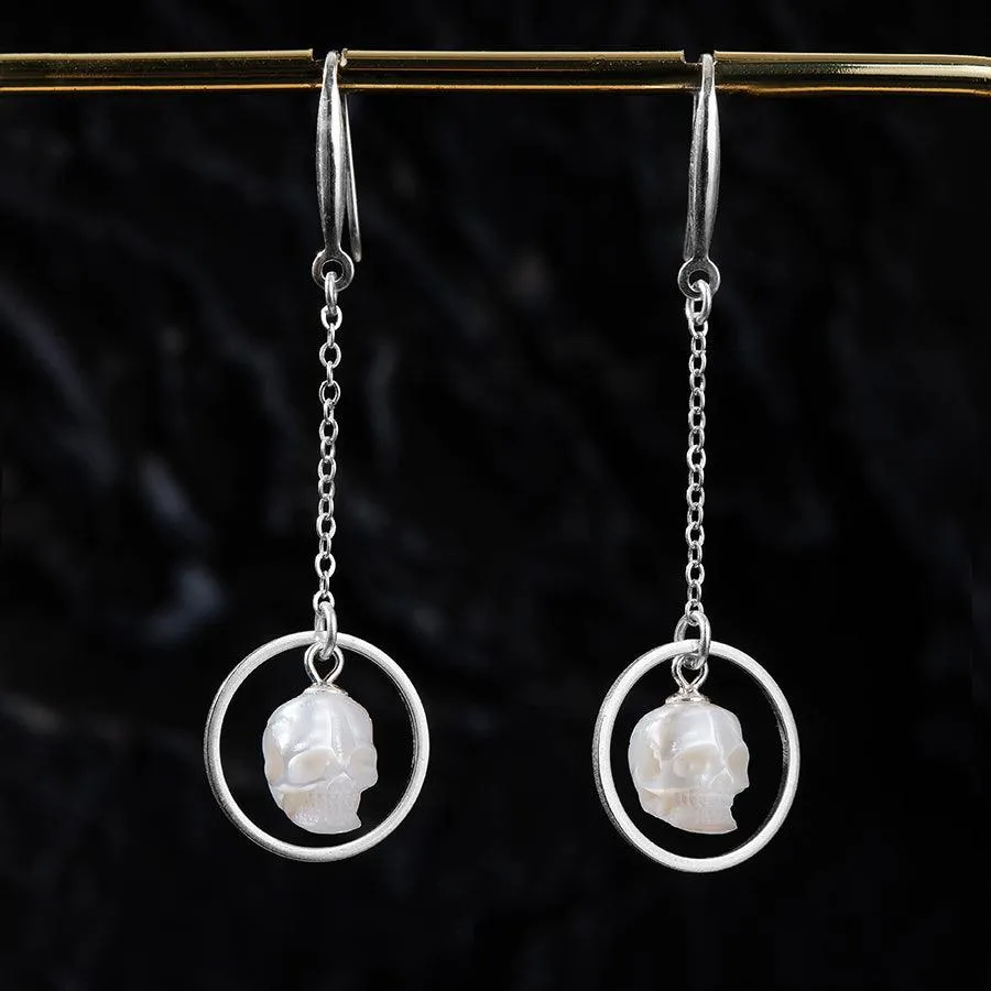 Geometric Pearl Skul Dangle Earrings sold by Belle Juri