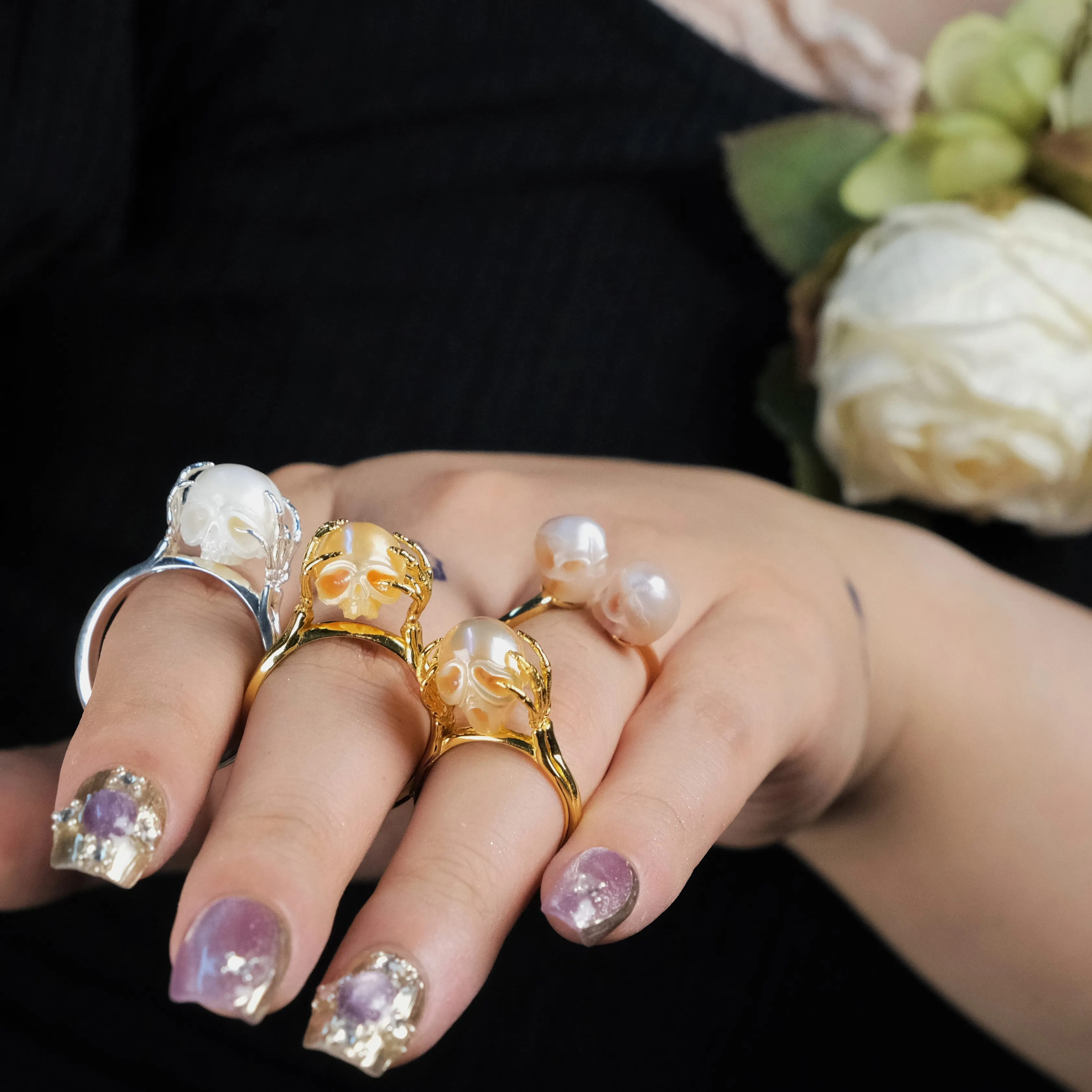 Be A Thinker Pearl Cranium Ring sold by Belle Juri product image thumbnail 4