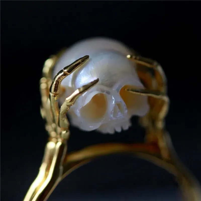Be A Thinker Pearl Cranium Ring sold by Belle Juri