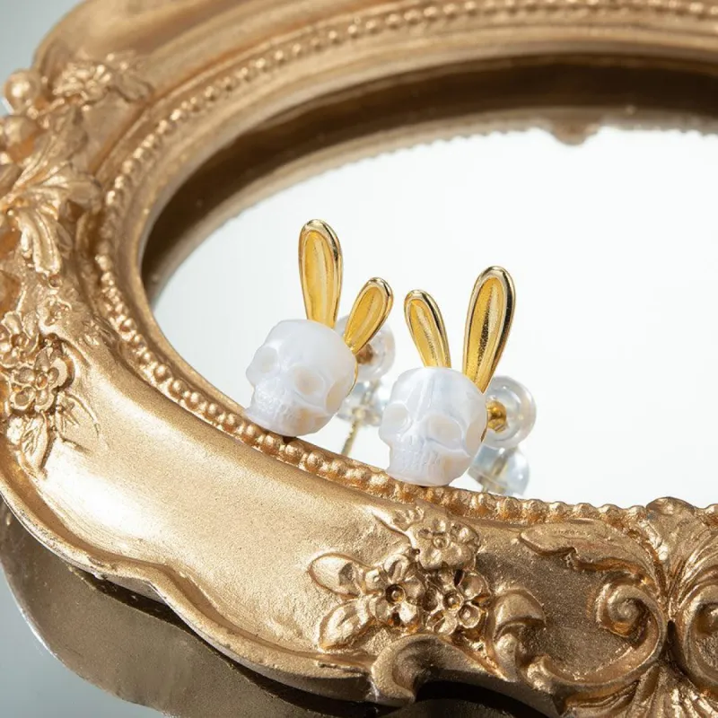 Gold Bunny Ears Pearl Skull Jewelry Set sold by Belle Juri