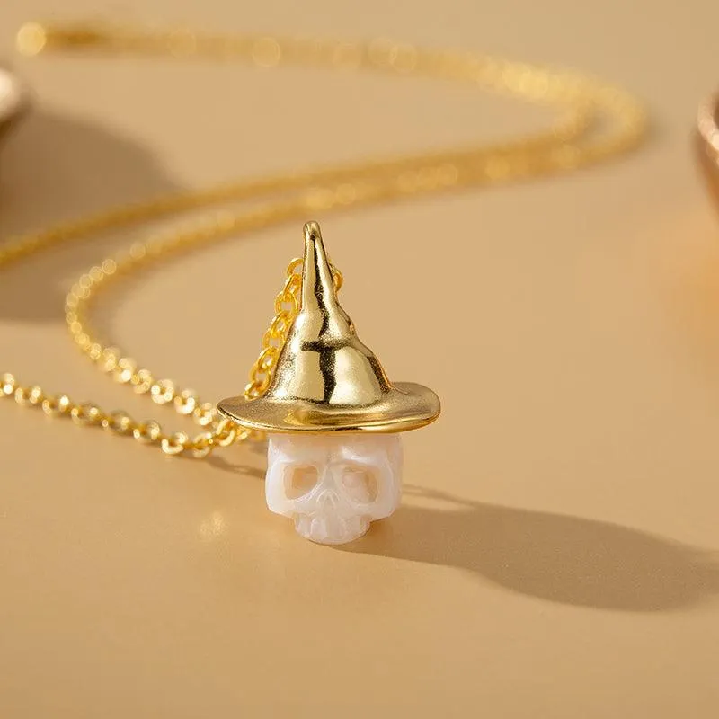 Pearl Carved Cranium Witch Hat Pendant sold by Belle Juri product image thumbnail 3