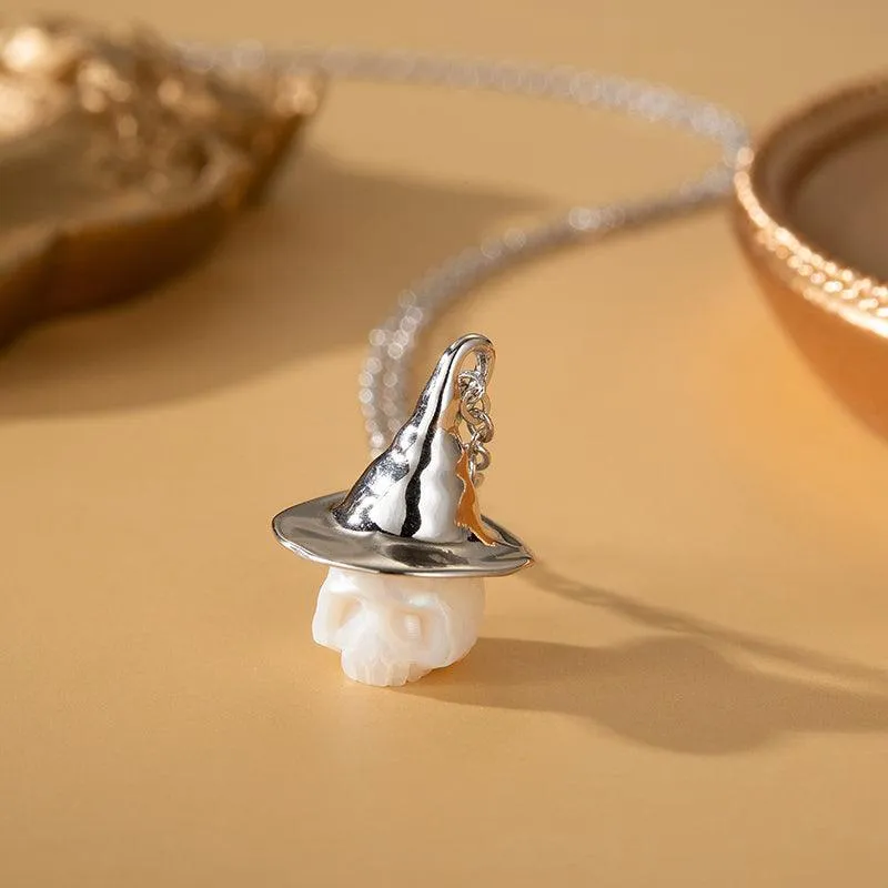 Pearl Carved Cranium Witch Hat Pendant sold by Belle Juri product image thumbnail 5