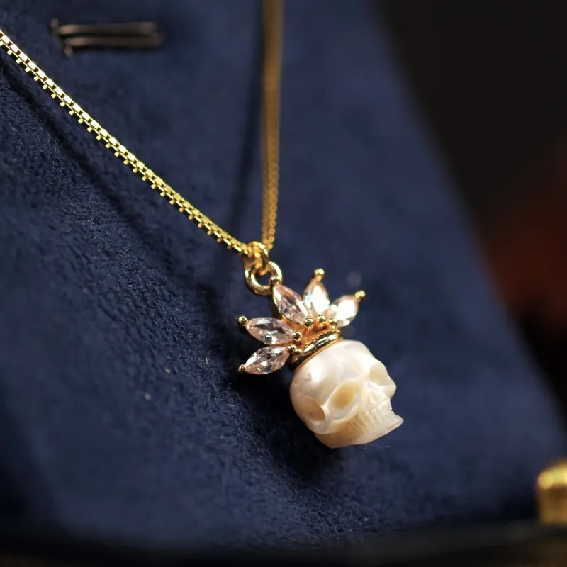 Zircon Crowned Pearl Skull Necklaces sold by Belle Juri