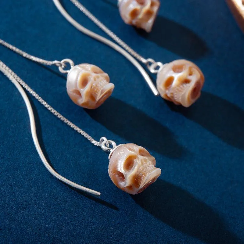 Modern Impressions Pearl Skull Tassel Earrings sold by Belle Juri product image thumbnail 5