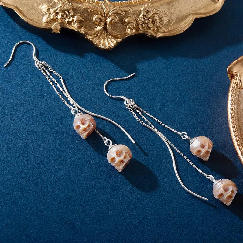 Modern Impressions Pearl Skull Tassel Earrings sold by Belle Juri product image thumbnail 3