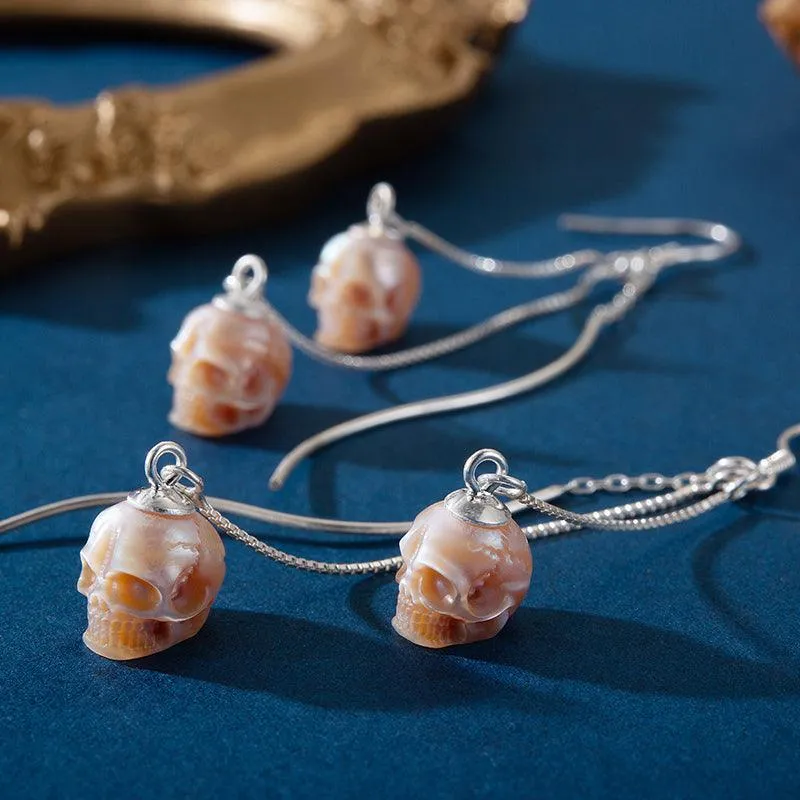 Modern Impressions Pearl Skull Tassel Earrings sold by Belle Juri product image thumbnail 4