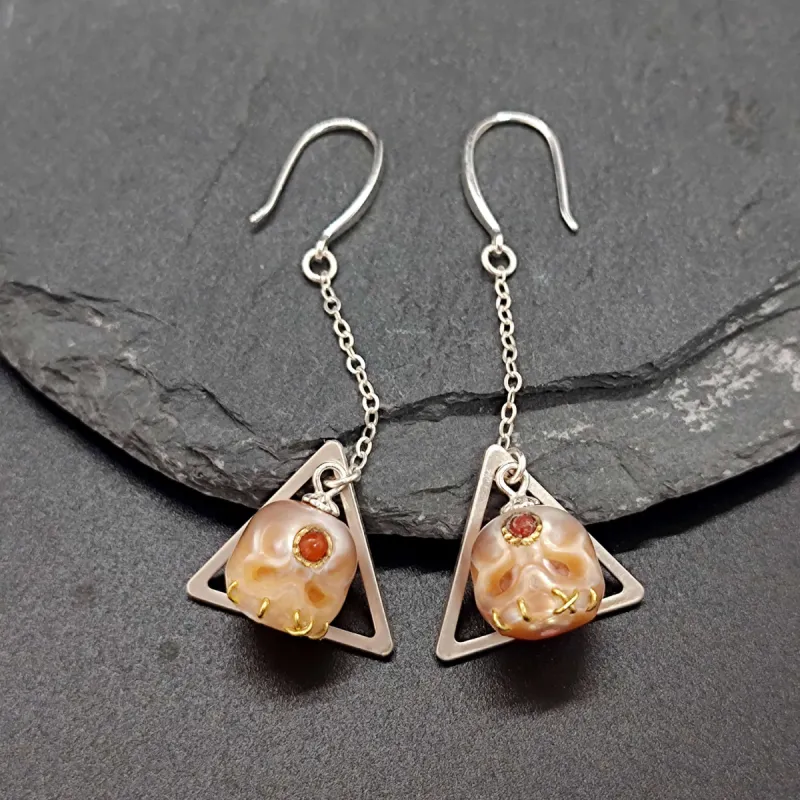 Śmaśana Skull Triangle Drop Earrings sold by Belle Juri