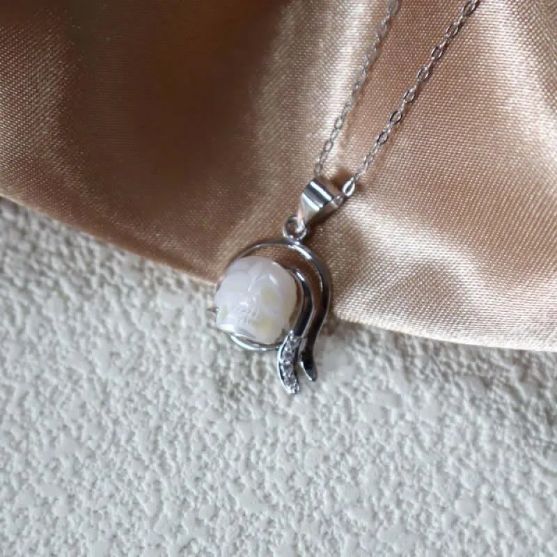 12 Zodiac Signs Capricorn Pearl Skull Necklace sold by Belle Juri