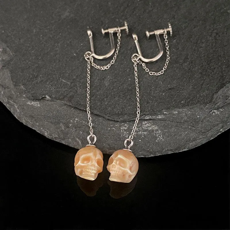 U-shaped Pearl Skull Tassel Ear Cuffs sold by Belle Juri