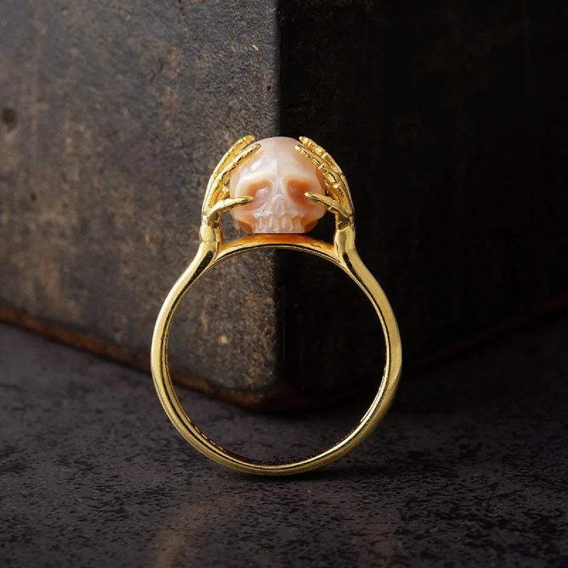 Hands On Head Pearl Cranium Ring sold by Belle Juri