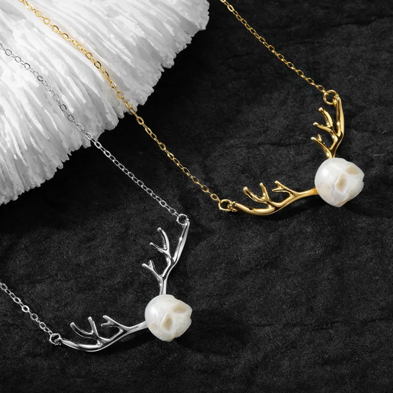 Antler Pearl Skull Jewelry Set sold by Belle Juri