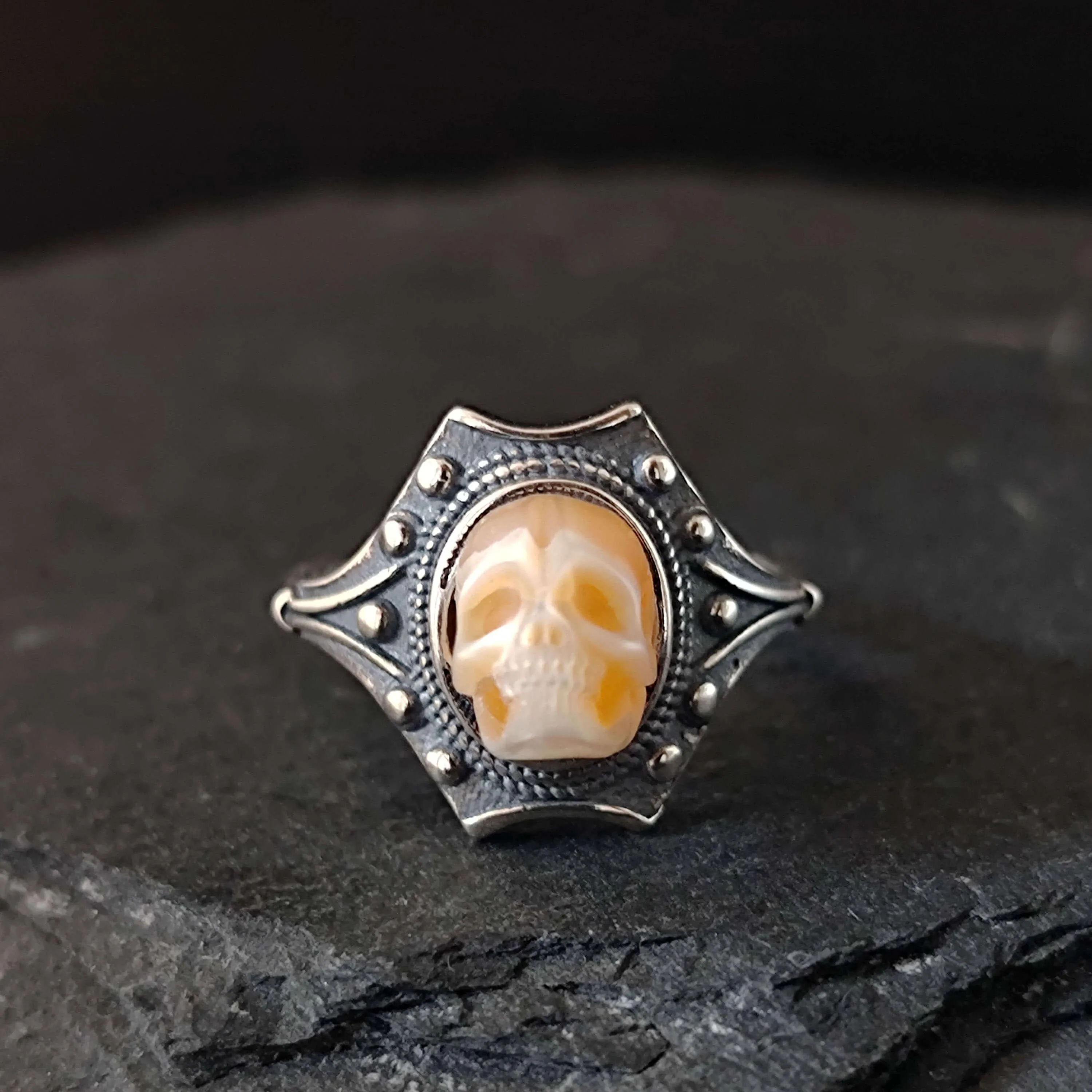 The Royal Shield Grandeur Pearl Skull Ring sold by Belle Juri product image thumbnail 4