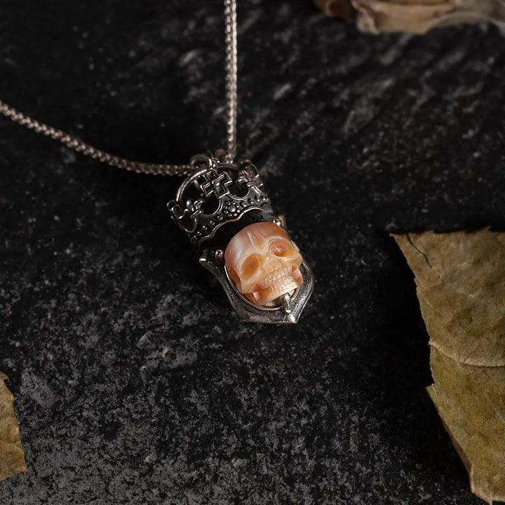 Vintage Pearl Skull Cross Crown Necklace sold by Belle Juri product image thumbnail 5