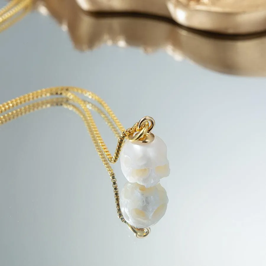 Dainty Simple Pearl Cranium Pendant Necklace sold by Belle Juri product image thumbnail 3